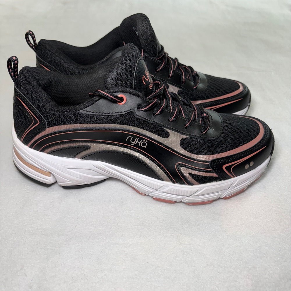 Ryka Inspire Womens Size 9W Walking Shoes Black Rose Gold Memory Foam Sneakers